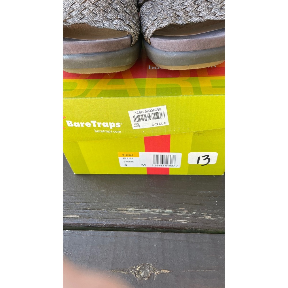 BareTraps Ellsa Bronze Woven Wedge Sandals Womens 8 Metallic Slip On Mules